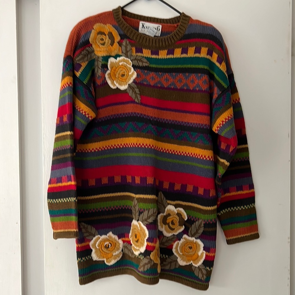 Knitting needles fall sweater size L